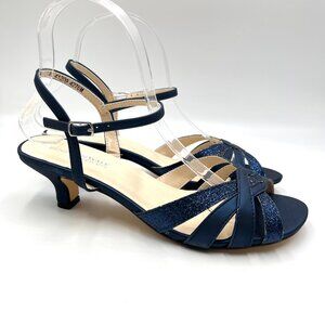 Touch Ups Womens Size 8 Jane Sparkly Blue Kitten Low Heels Dress‎ Sandals Shoes